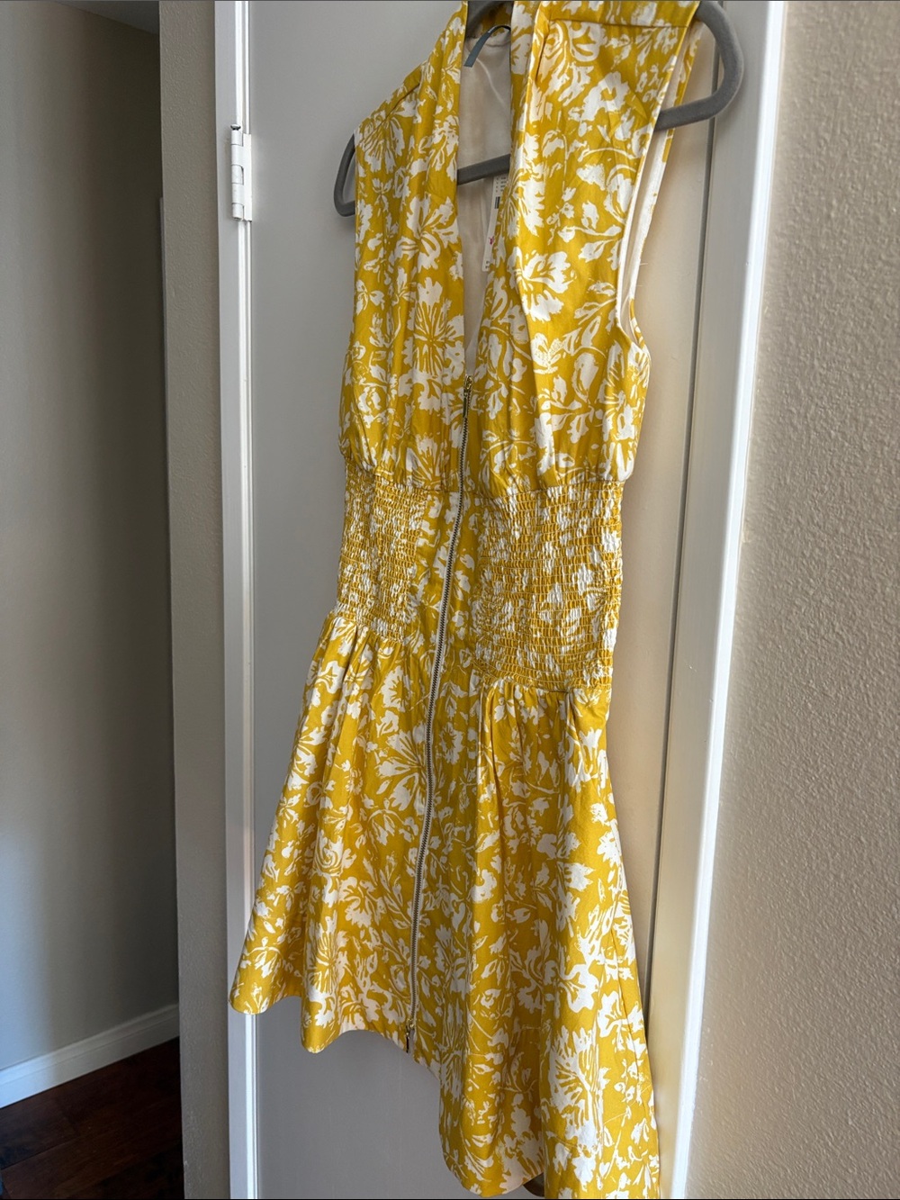 Anthropologie Tommie dress Sunlit Yellow Floral Zip-Front Mini Dress - Picture 2 of 5